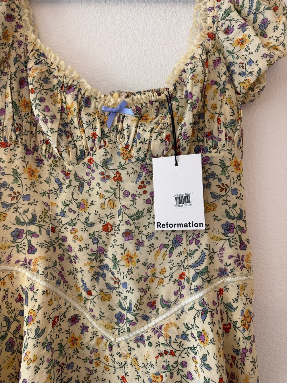 Reformation Ondine Yellow Floral Puff-Sleeve Mini Dress NWT - Picture 5 of 5